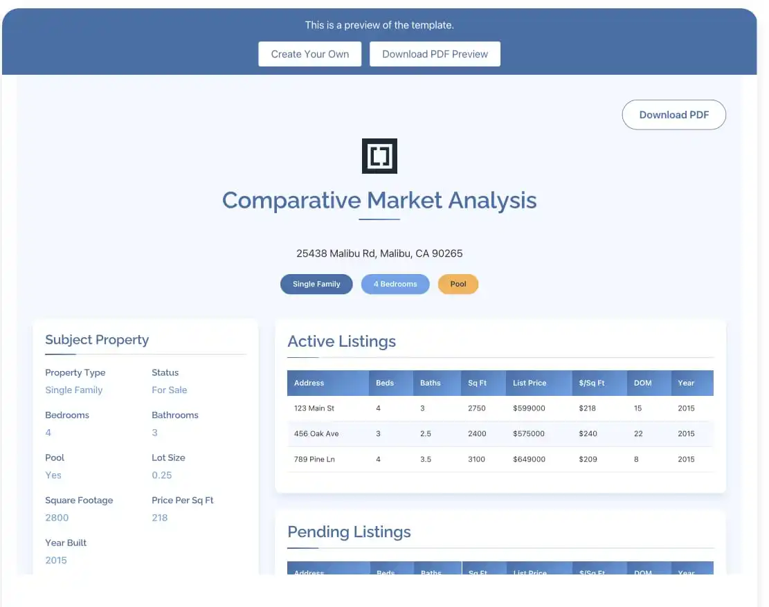 Sky CMA Template Preview