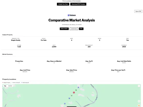 Valley CMA Template Preview